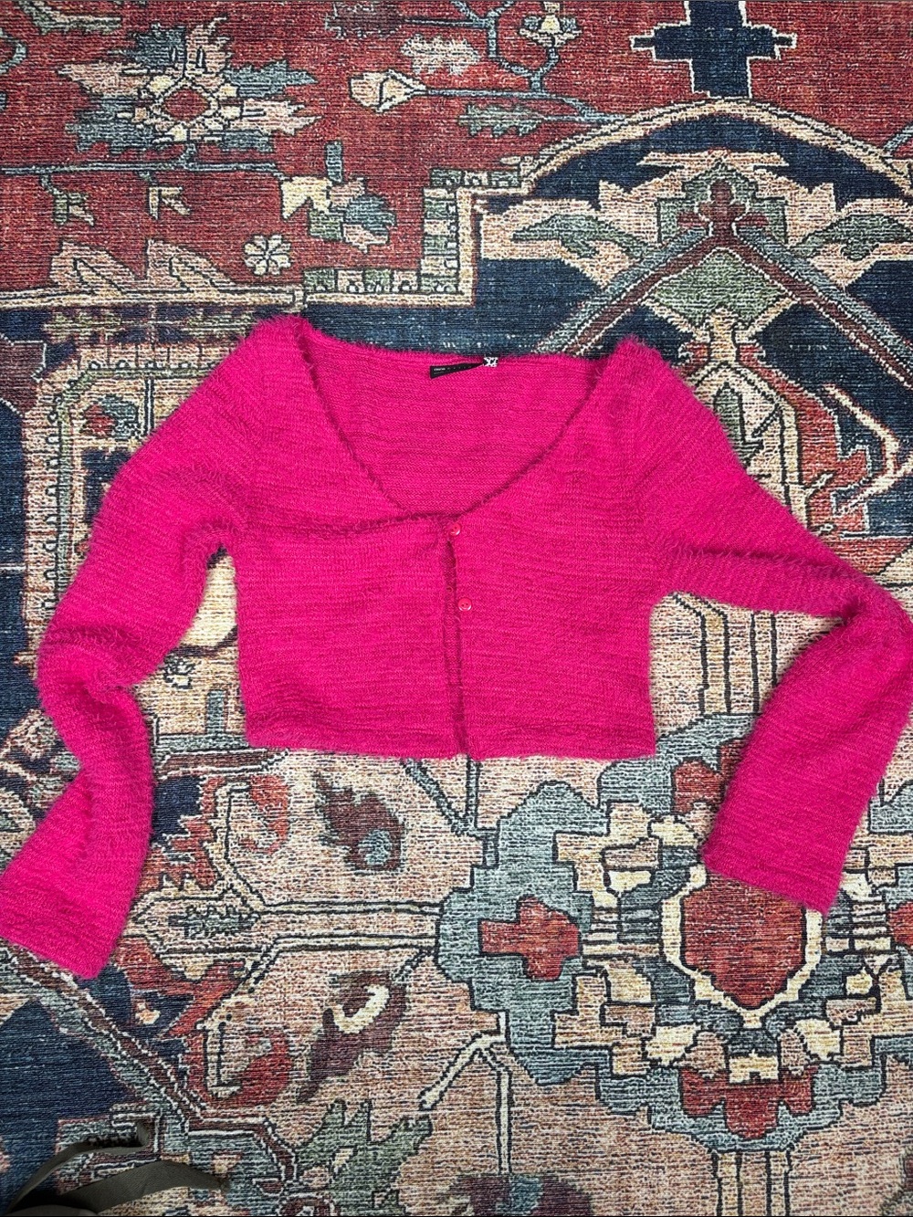 ASOS Fuchsia Cropped Button-Front Cardigan